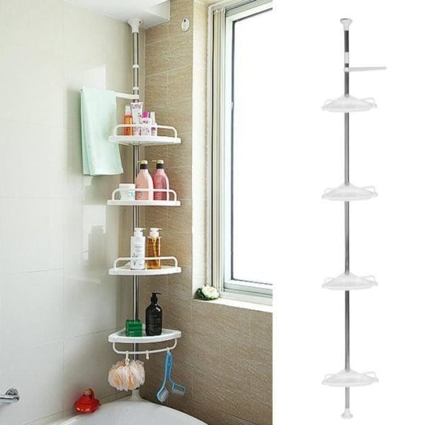 🛁Étagère d’angle télescopique ajustable 4 Niveaux