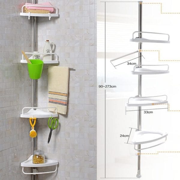 🛁Étagère d’angle télescopique ajustable 4 Niveaux