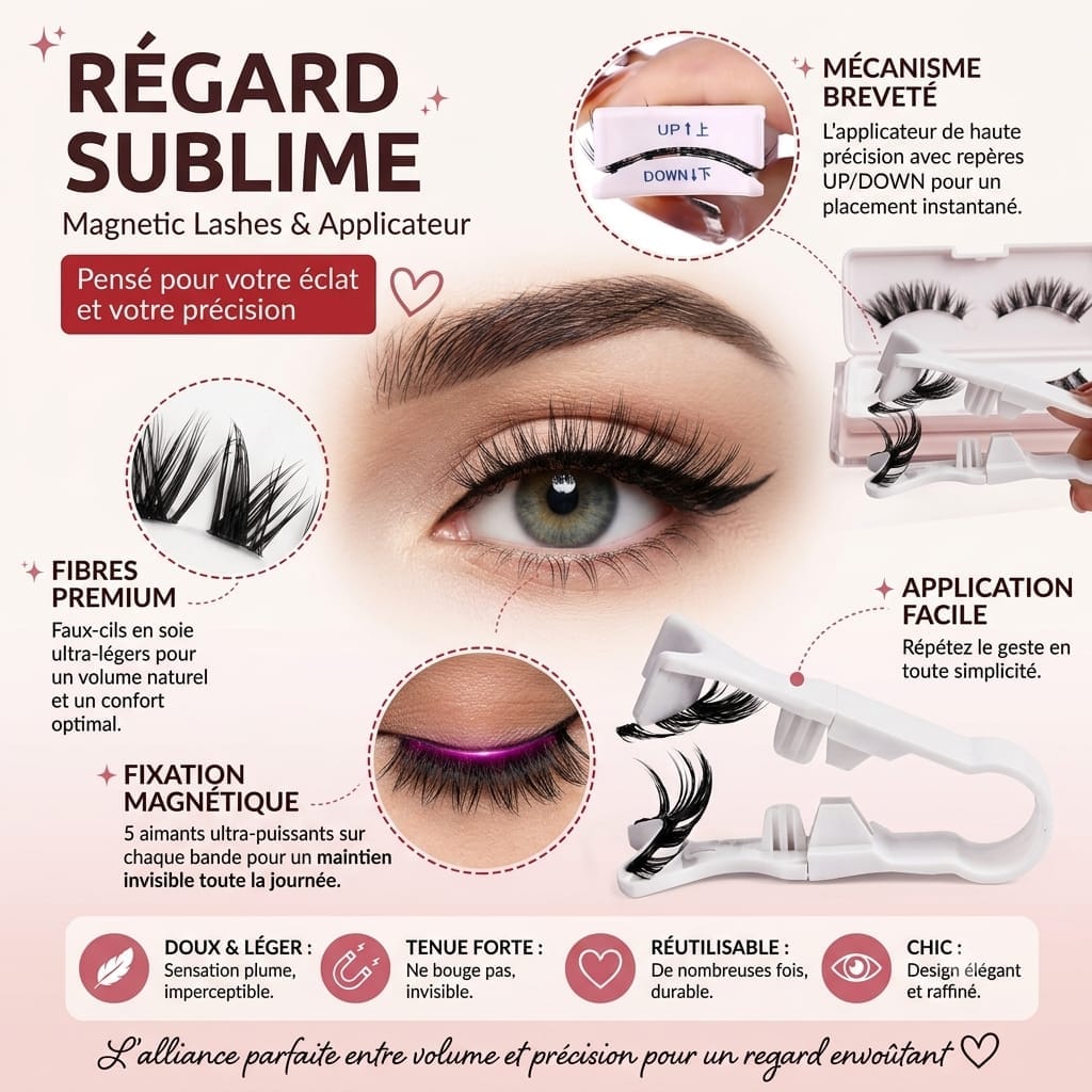 ✨Faux-cils magnétiques - Effet naturel & Pose en 3 secondes sans colle !