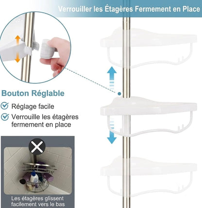 🛁Étagère d’angle télescopique ajustable 4 Niveaux