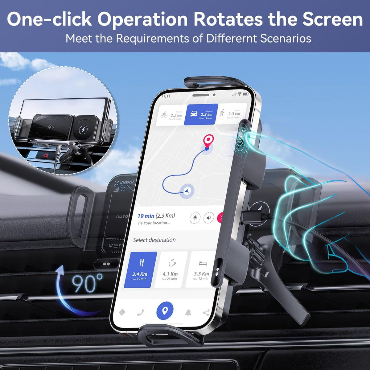 ✨Support téléphone Intelligent - Recharge rapide & Rotation 360°