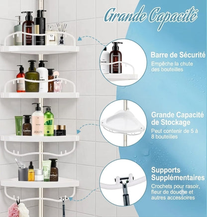 🛁Étagère d’angle télescopique ajustable 4 Niveaux