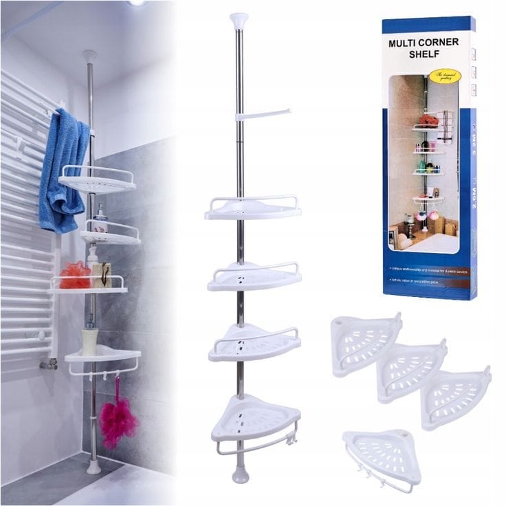 🛁Étagère d’angle télescopique ajustable 4 Niveaux