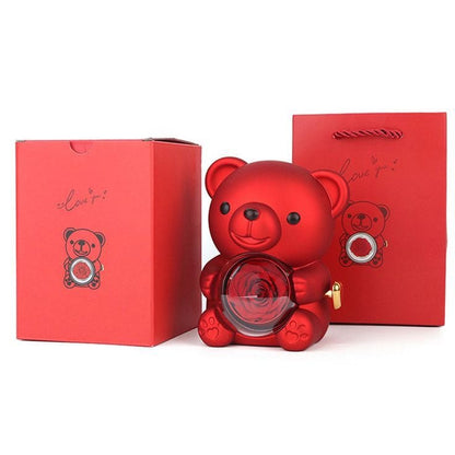 🧸Ourson à Rose Éternelle avec collier – Le Cadeau Ultime pour la Saint-Valentin
